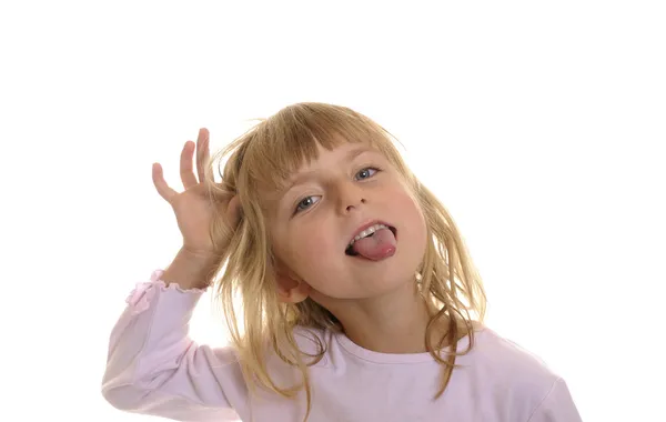 Dívka vyhlásí jí jazyk — Stock fotografie