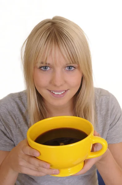Donna con una tazza di caffè — Foto Stock