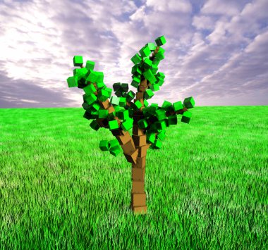 Cube tree clipart