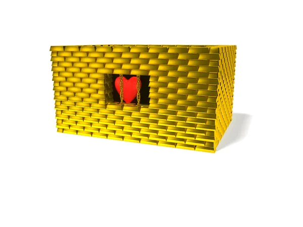 Coração em gaiola de ouro — Fotografia de Stock