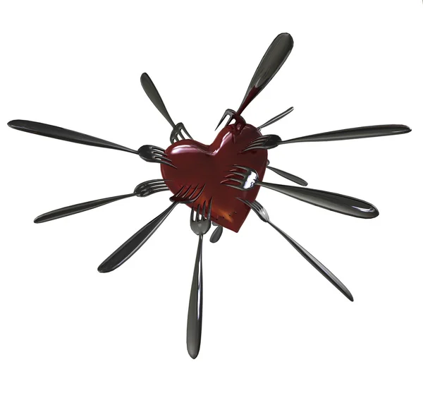 Forks in Heart — Stock Photo, Image