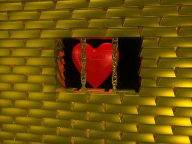 Heart in gold cage clipart