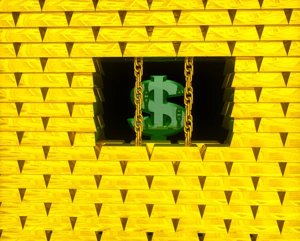 Dollar in gold cage — Stock Photo, Image