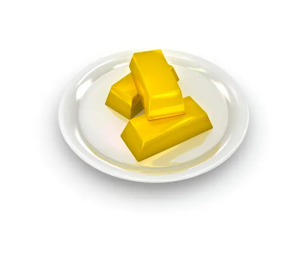 stock image Gold ingots on plate