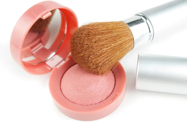 Blusher and make-up brush — Stock Photo, Image