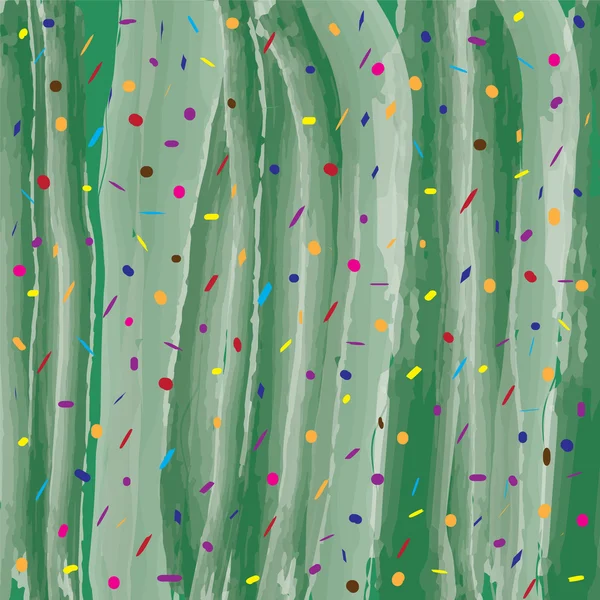Groene aquarel achtergrond met regenboog vlekken — Stockvector