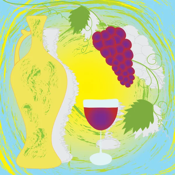 Grunge fond avec la vigne et l'amphore — Image vectorielle