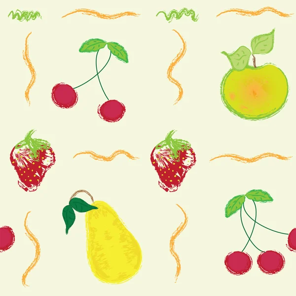 Безшовний візерунок з ягодами та фруктами — стоковий вектор