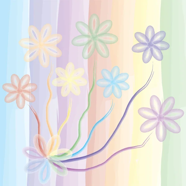 Aquarelle fond avec abcès éléments floraux arc-en-ciel — Image vectorielle