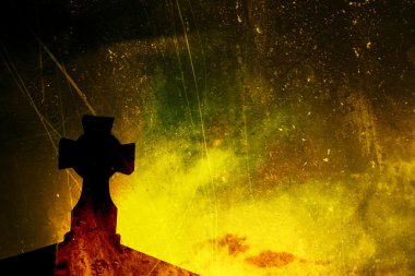 Yellow and Green Textured Cross clipart