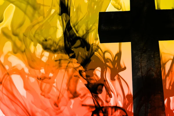 Tourbillons colorés abstraits et croix — Photo