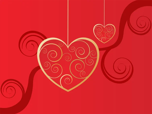 Golden valentine hearts — Stock Vector