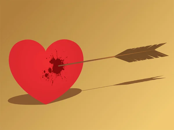 Coeur avec flèche dorée — Image vectorielle