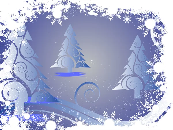 Escena de invierno - tarjeta de Navidad — Vector de stock