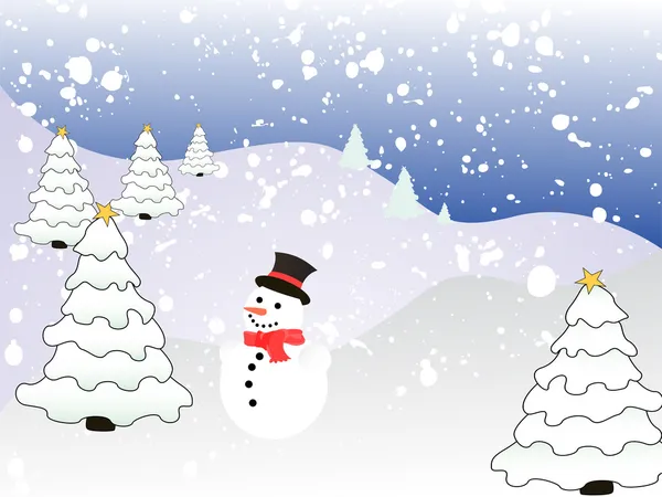 Зимняя сцена - рождественская открытка — стоковый вектор