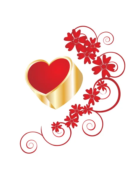 Gouden valentine's hart — Stockvector