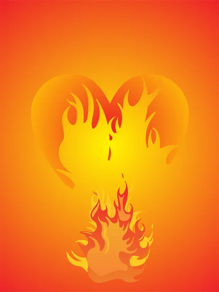 Hart en vlammen — Stockvector