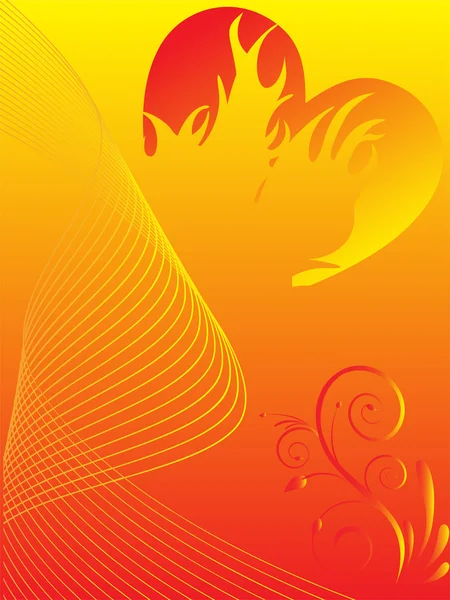 Coeur et flammes — Image vectorielle