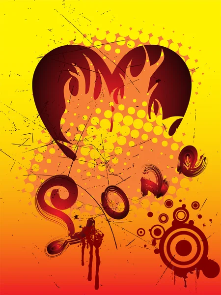 Coeur en flamme — Image vectorielle