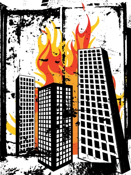 Şehir yanıyor — Stok Vektör