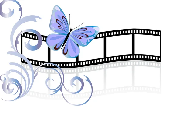 Papillon sur bande de film — Image vectorielle