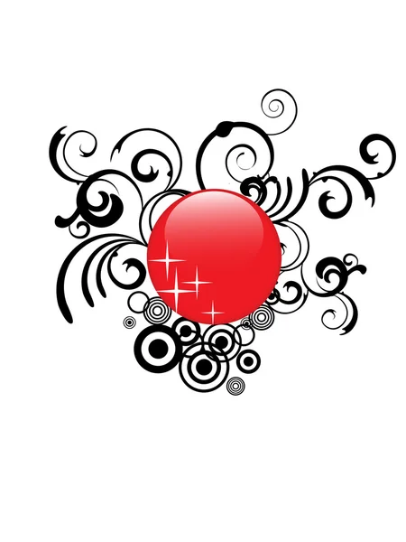 Bouton en verre rouge — Image vectorielle