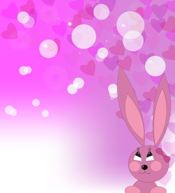 Enamoured pink rabbit clipart