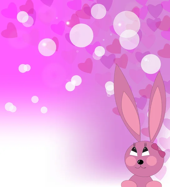 Coniglio rosa innamorato — Vettoriale Stock