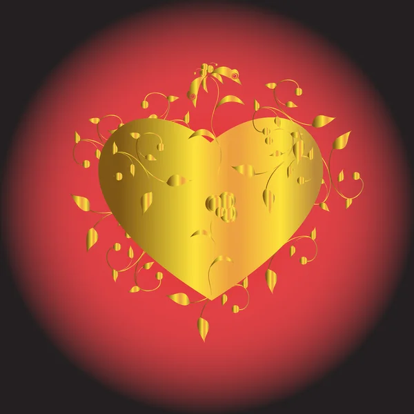 Srdce ze zlata — Stockový vektor