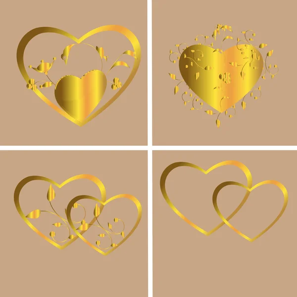Herzen aus Gold — Stockvektor