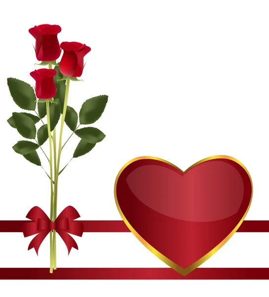 Троянди і серце — стоковий вектор