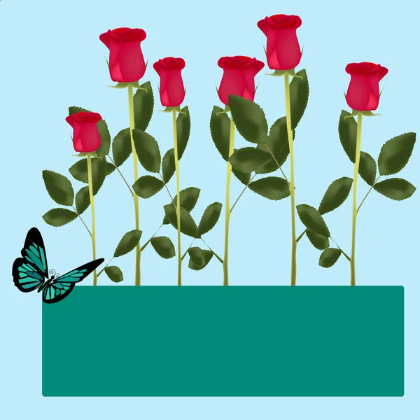 Róże i motyl — Wektor stockowy