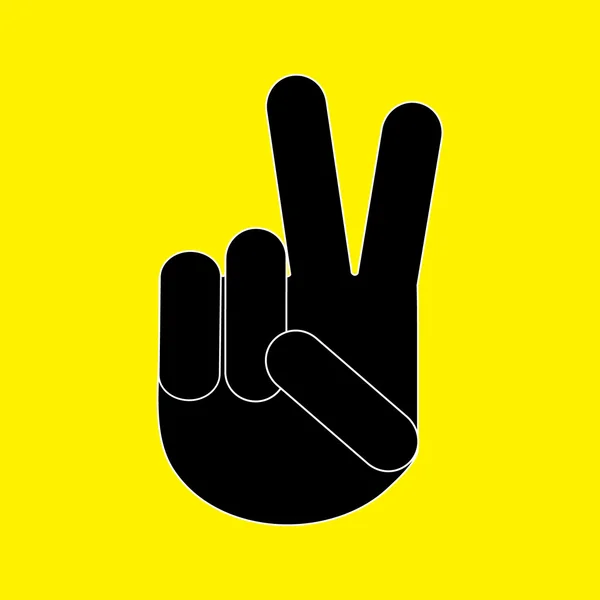 Main noire sur fond jaune — Image vectorielle