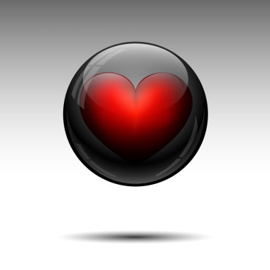 Heart in abstract black sphere. Vector illustration clipart