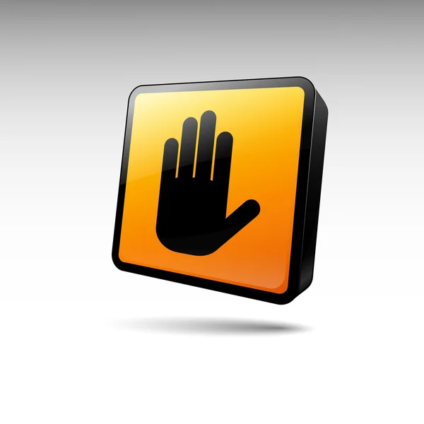 Icono mano negra sobre fondo amarillo — Vector de stock