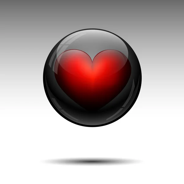 Corazón en esfera negra abstracta. Ilustración vectorial — Archivo Imágenes Vectoriales