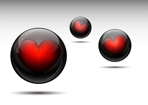 Absztrakt háttér. Absztrakt fekete gömb szív. Vektoros illusztráció — Stock Vector