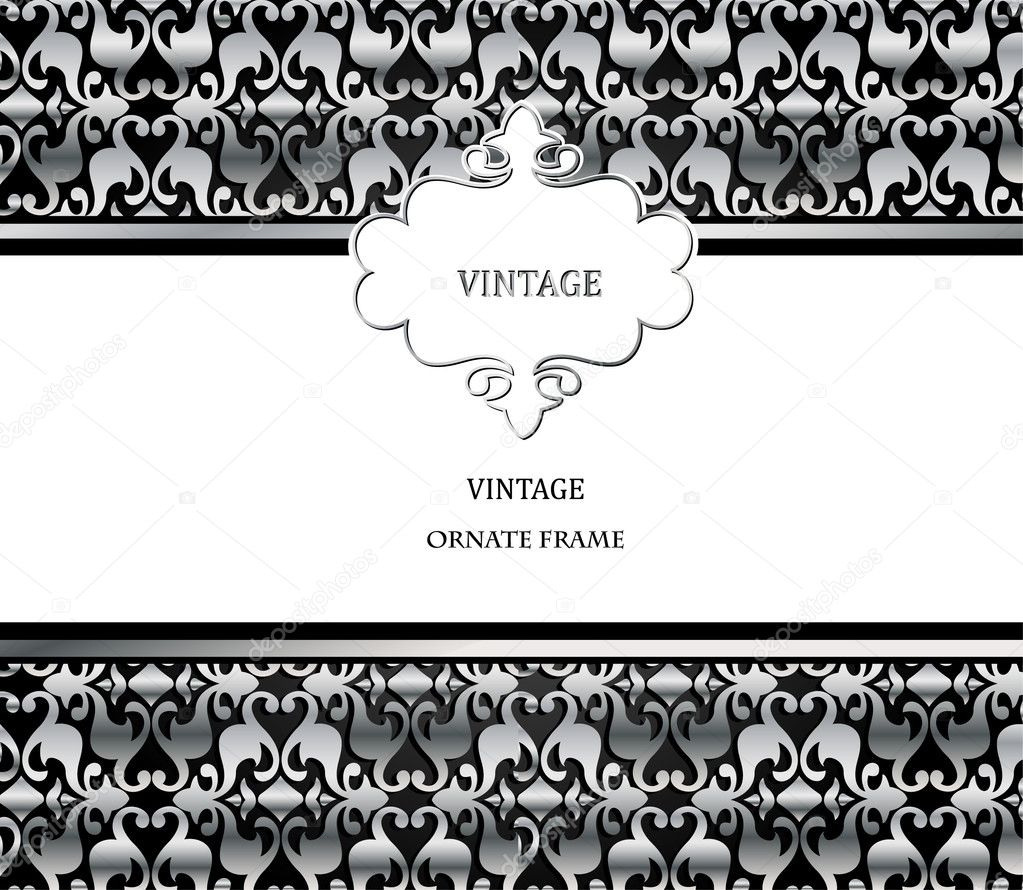 Vector damask gold pattern and frame — Stock Vector © emaria 3835948
