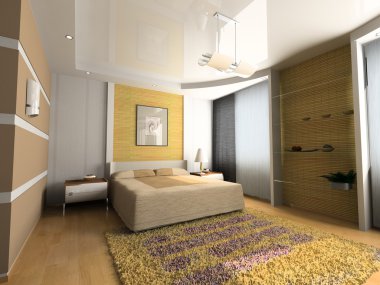 Modern bedroom interior clipart