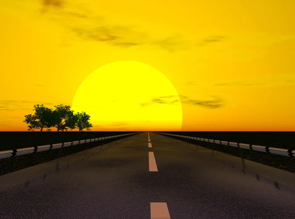 Západ slunce dálnice — Stock fotografie