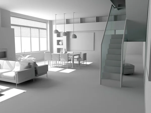 Interior moderno em branco — Fotografia de Stock