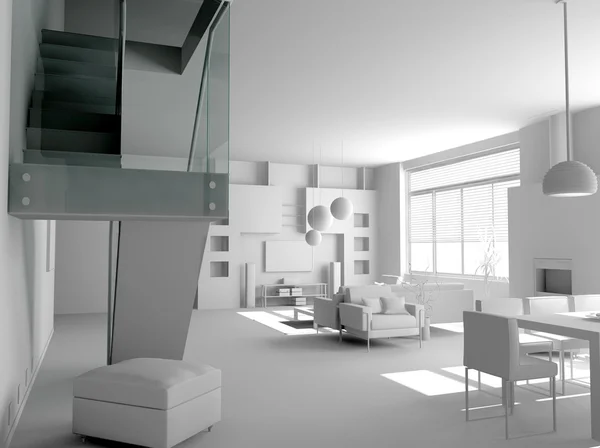 Interior moderno en blanco — Foto de Stock