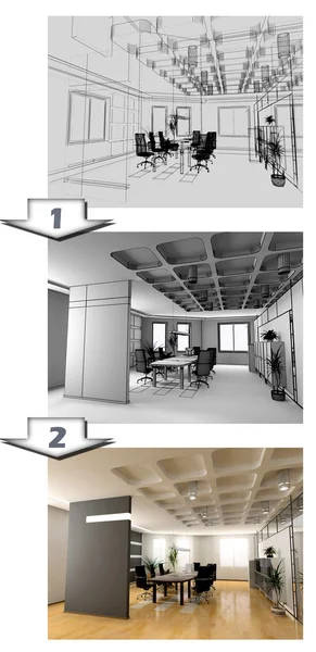 Interieur kantoorproject — Stockfoto