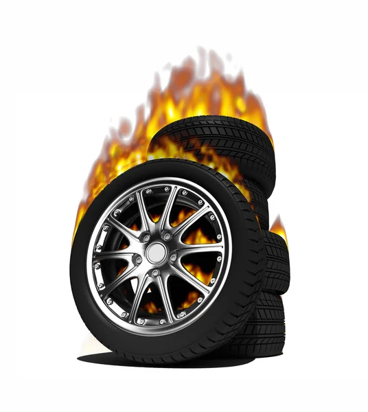 Požár kola — Stock fotografie