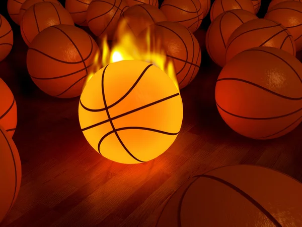 Balón de fuego de baloncesto brillo — Foto de Stock