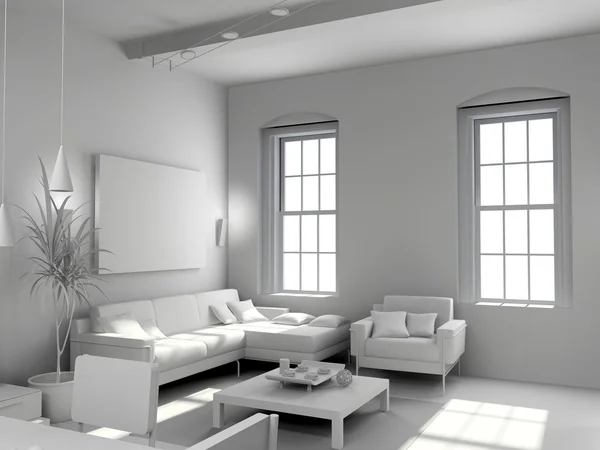 Interior moderno en blanco —  Fotos de Stock