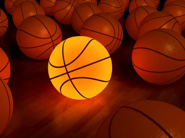 Баскетбольный светящийся мяч — стоковое фото
