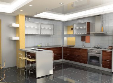 Modern kitchen interior clipart