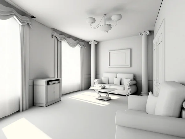 Interior moderno en blanco —  Fotos de Stock