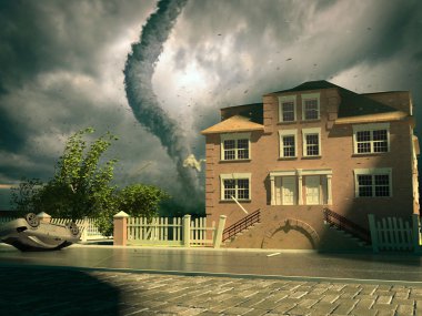 Tornado over the house clipart